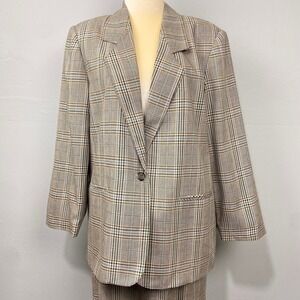 Vintage Sag Harbor Skirt Suit Set Size 16‎ Plaid Blazer Heritage Academia Career